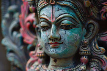 Fototapeta na wymiar Photo of a Statue of Krishna, Generative AI