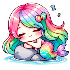 Colorful Rainbow Mermaid Characters Clipart Collection
, An enchanting collection of rainbow mermaid clipart, mermaids in vibrant hues, Under the sea watercolor clipart, Fantasy Mermaid