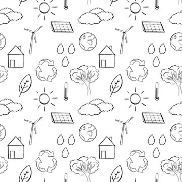 Illustration seamless pattern for Earth Day with elements of nature and environment