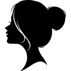 woman face bun hair style silhouette illustration for logo,decoration,poster,presentation,beauty products,etc
