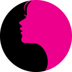 woman face silhouette in round shape for logo,decoration,poster,presentation,beauty products,etc
