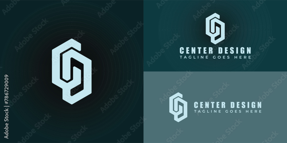 Aufkleber abstract initial letter cd or dc logo in soft blue color isolated on multiple background colors. the