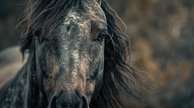 Close-up of horse with flowing mane