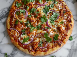 Delicious homemade chicken tikka pizza