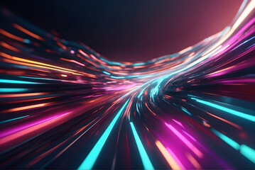 Abstract light fast motion blur background, futuristic technology glowing speed lines scene illustration	
