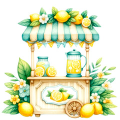 Summer Lemonade Stand and Festive Decorations Clipart, This collection features summer-inspired lemonade stand clipart with vibrant decorations, refreshing drinks, and citrus-themed cakes
