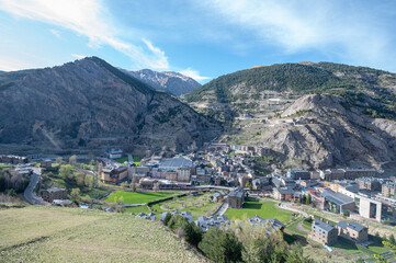 Fototapeta na wymiar Cityscape of Canillo in spring. Canillo, Andorra