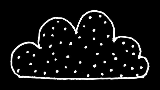 White wiggly hand drawn dotted pattern fluffy cloud doodle animation      