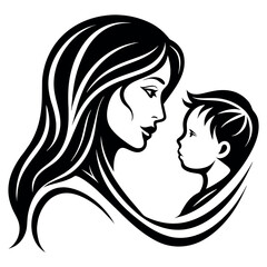 Mother day black line art
