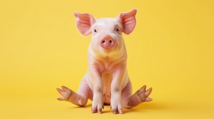 pig with yellow background