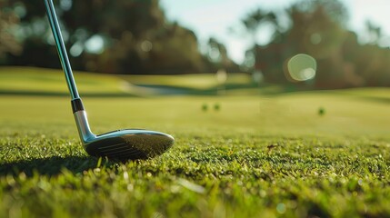 A close-up portrait of a golfer holding a golf club.