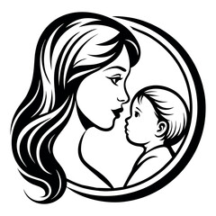 Mother day black line art
