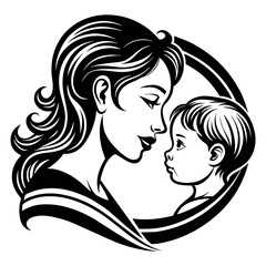 Mother day black line art
