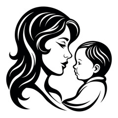 Mother day black line art

