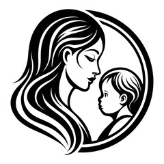 Mother day black line art
