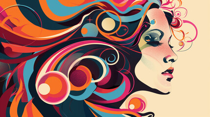 Vintage Poster: Retro Woman portrait, Vector Illustration