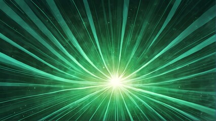 abstract green colored light ray starburst glow background design from Generative AI