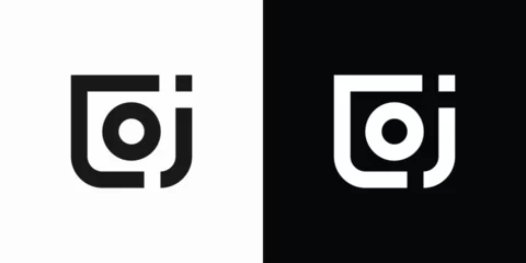 Fotobehang Vector logo design for the initials letters C O J i in the shape of a camera in a modern, simple, clean and abstract style. © ahmad