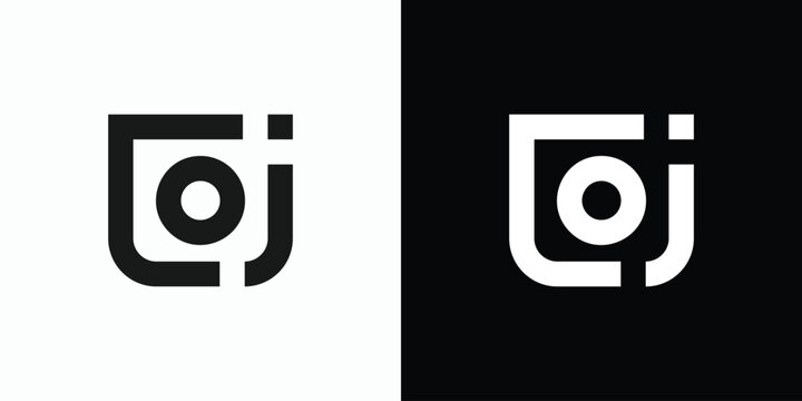 Vector logo design for the initials letters C O J i in the shape of a camera in a modern, simple, clean and abstract style.