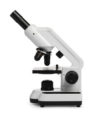 Modern microscope isolated on white. Medical equipment