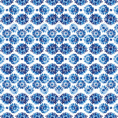 Seamless Repeat Vector Shibori Japanese Ink Dye Tie Dye Pattern Diamond Floral Indigo Blue