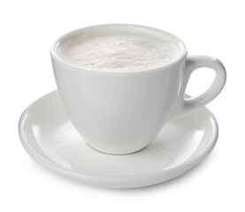 Cup of aromatic coffee isolated on white