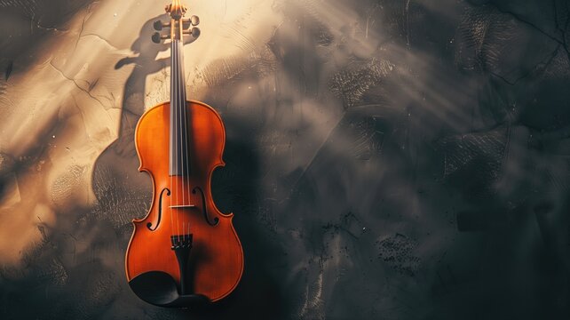 Violin with dramatic shadows on textured background
