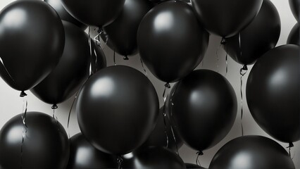 black party balloon plain white background from Generative AI - obrazy, fototapety, plakaty