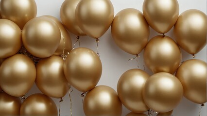 gold party balloon plain white background from Generative AI