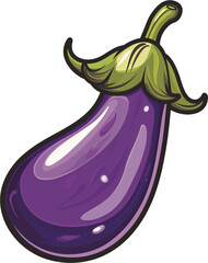 Eggplant cartoon style icon, white background