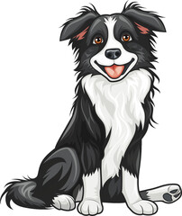 Border Collie dog cartoon style icon, white background