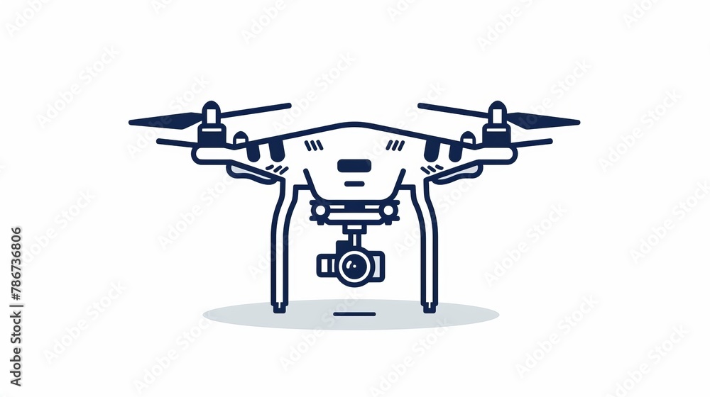Poster line icon representing the concept of a drone, featuring a simple outline design.