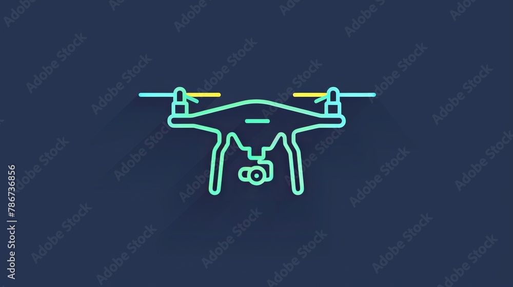 Poster line icon representing the concept of a drone, featuring a simple outline design.