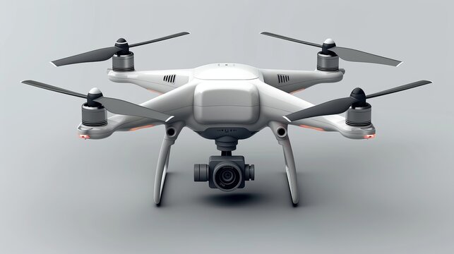 Lifelike depiction of a quadcopter drone against a transparent background, rendered realistically.