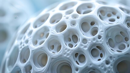 Macro shot revealing texture of golf ball with special tube.