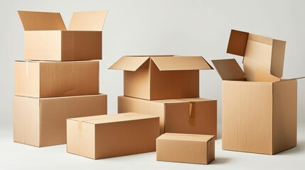 Simplistic Essentials: Various Cardboard Boxes on White