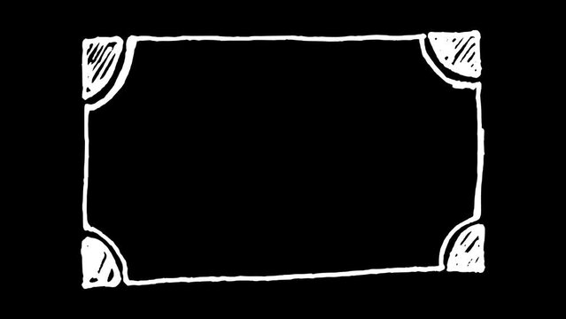White wiggly hand drawn rectangle frame doodle animation      