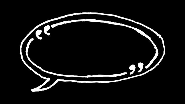 White wiggly hand drawn speech bubble with quotation mark doodle animation      