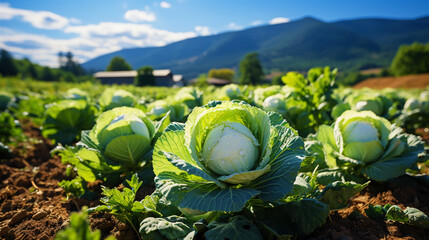 Cabbage greens in high quality fields for daily nutritional needs. Generative AI