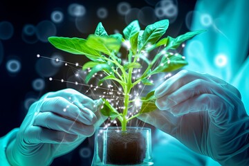 Biotechnology harnessing the power of biology for innovation and sustainability in medicine and agriculture - obrazy, fototapety, plakaty