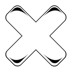 vector illustration black and whte icon cross of rejection or cancellation concept