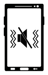 vector illustration black and white icon of mobile phone or smartphone in vibration mode