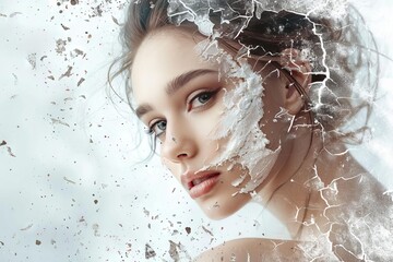 beautiful woman transformation skincare and beauty concept digital art