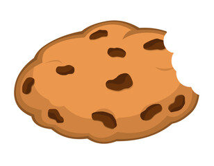 vector illustration bite chocolate chip cookie