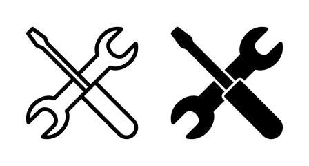 Repair icon vector isolated on white background. Wrench and screwdriver icon. settings vector icon. Maintenance. tools