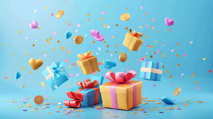 Gift Illustration with Confetti: Giveaway, prize Concept 