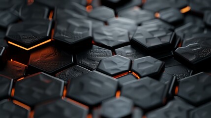 Obraz premium Minimalistic 3D black hexagon design.