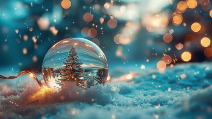 Visualize a magical Christmas scene where a beautifully decorated tree stands adorned with twinkling lights and sparkling ornaments.  - obrazy, fototapety, plakaty