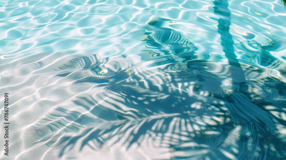 Poster rippling water in a swimming pool creating a serene pattern of light and shadows, symbolizing tranqu
