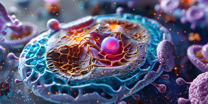 human cell, ,cell structure, mitochondria nucleus cell biology organelle 3D background, Crosssectional of eukaryote ,plant and animals cell colorful ,cell wall, and Chloroplast,endoplasmic reticulum, 